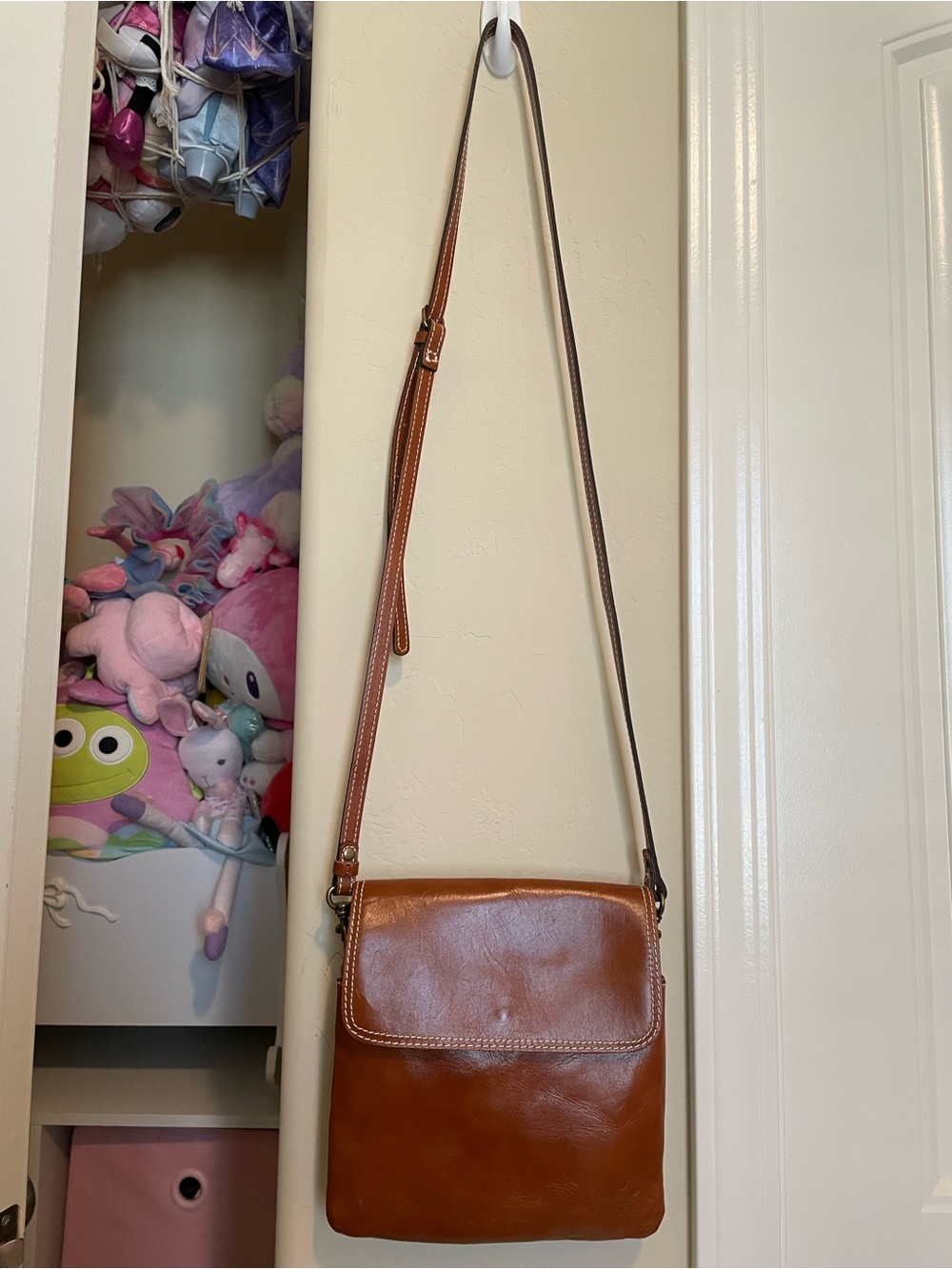 Patricia Nash Cognac Brown Leather Crossbody Bag